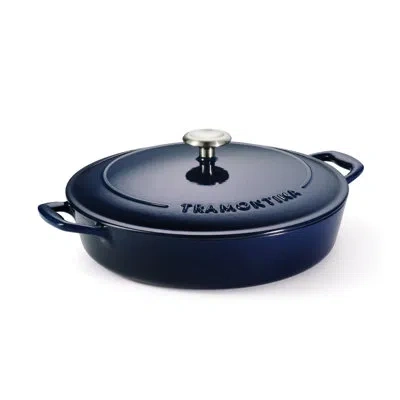 Tramontina Bestow 4 Qt. Enameled Cast Iron Round Gourmet Braiser With Lid In Cobalt