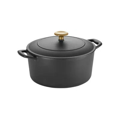 Tramontina Bestow 5.5 Qt. Enameled Cast Iron Gourmet Dutch Oven In Black,gold