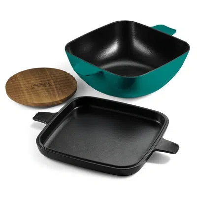 Tramontina Cultura 6.5 Qt Enameled Cast Iron Multi-cooker With Reversible Lid In Teal Green