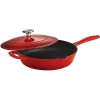 Tramontina Gourmet 10" Enameled Cast Iron Covered Skillet In Red
