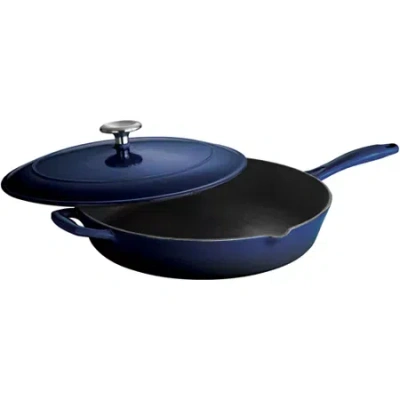 Tramontina Gourmet 12" Enameled Cast Iron Covered Skillet In Blue