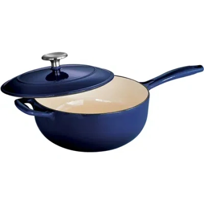 Tramontina Gourmet 3-qt. Enameled Cast Iron Covered Saucier In Blue