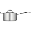 Tramontina Gourmet 4-qt. Tri-ply Clad 18/10 Stainless Steel Induction-ready Saucepan With Helper Handle And Lid In Silver