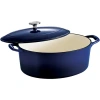 Tramontina Gourmet 7-qt. Enameled Cast Iron Covered Oval Dutch Oven In Blue