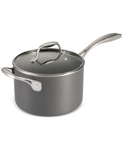 Tramontina Hard-anodized Aluminum 4-qt Covered Saucepan In Dark Gray