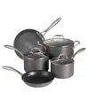 Tramontina Hard Anodized Aluminum Non Stick 8 Pc Cookware Set In Charcoal