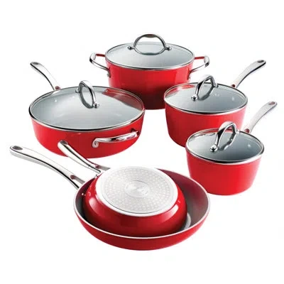 Tramontina Induction Ceramic Cookware Set In Red