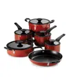 Tramontina Porcelain Enamel Heavy Gauge Aluminum Non Stick 11 Pc Cookware Set In Red