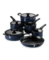 Tramontina Porcelain Enamel Heavy Gauge Aluminum Non Stick 11 Piece Cookware Set In Navy