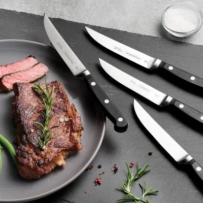 Tramontina Pro Series 4 Piece Forged 5 Inch Fine Steak Knife Set In Black