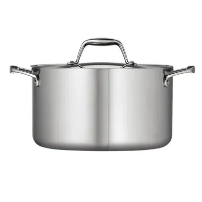 Tramontina Signature Tri-ply Clad 6 Qt. Stock Pot With Lid In Mirror-polished Stainless Steel