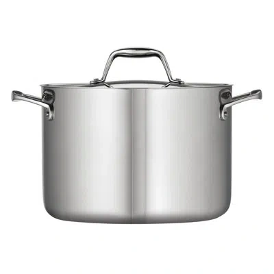 Tramontina Signature Tri-ply Clad 8 Qt. Stock Pot With Lid In Mirror-polished Stainless Steel