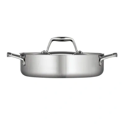 Tramontina Signature Tri-ply Clad Stainless Steel Round Braiser With Lid In Mirror-polished Stainless Steel