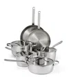 Tramontina Tempo Tri-ply Base Stainless Steel 10-pc. Cookware Set With Glass Lids In Silver