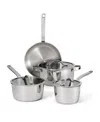 Tramontina Tempo Tri-ply Base Stainless Steel 7-pc. Cookware Set With Glass Lids In Silver