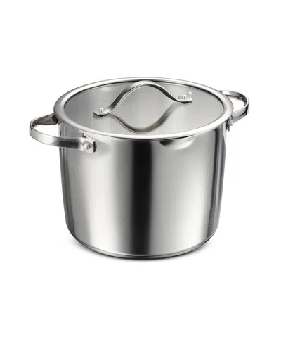Tramontina Tempo Tri-ply Base Stainless Steel 8-quart Stock Pot With Glass Lid In Silver