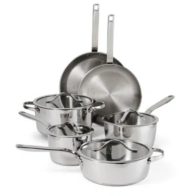 Tramontina Tempo Tri-ply Base Stainless Steel 10-piece Cookware Set With Glass Lids, Pots And Pans Kitchen Set,