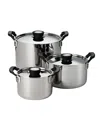Tramontina Triply Clad Stainless Steel 6 Pc Cookware Set In Stainless Steel