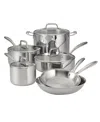 Tramontina Triply Clad Stainless Steel Glass Lid 10 Pc Cookware Set In Stainless Steel