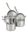 Tramontina Triply Clad Stainless Steel Glass Lid 8 Pc Cookware Set In Stainless Steel