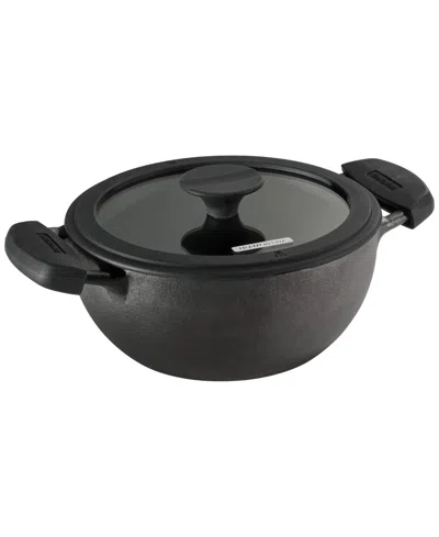 Tramontina Utsava Pre-seasoned Cast Iron 2.3-quart Kadai With Lid In Black