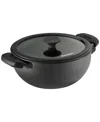 Tramontina Utsava Pre-seasoned Cast Iron 3.9-quart Kadai With Lid In Black