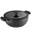 Tramontina Utsava Pre-seasoned Cast Iron 4.9-quart Kadai With Lid In Black