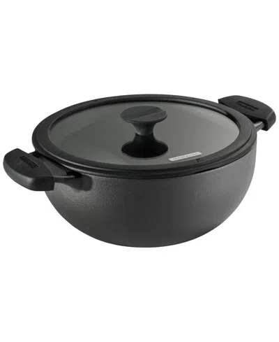 Tramontina Utsava Pre-seasoned Cast Iron 4.9-quart Kadai With Lid In Black