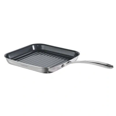 Tramontina Utsava Tri-ply Clad Grill Pan With Ceramic Interior – Induction-ready In Silver