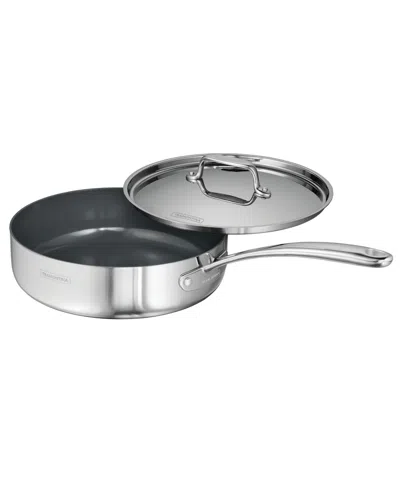 Tramontina Utsava Tri-ply Clad Stainless Steel 2.9-quart Covered Deep Saute Pan In Silver