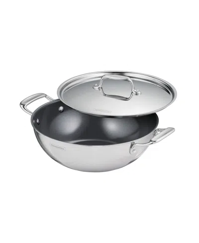 Tramontina Utsava Tri-ply Clad Stainless Steel 3.75-quart Covered Kadai In Silver