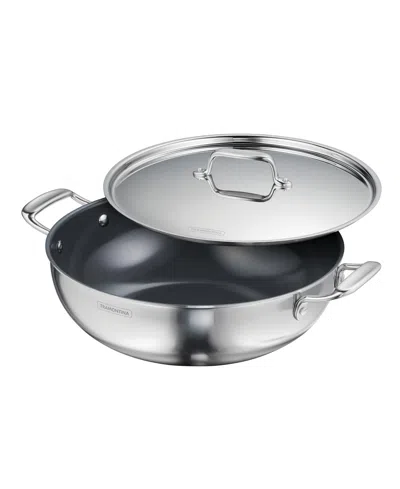 Tramontina Utsava Tri-ply Clad Stainless Steel 6-quart Covered Kadai In Silver