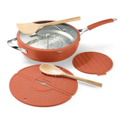 Tramontina Vue All-in-one Plus Pan, Ceramic Nonstick, 7-piece Set In Terracotta