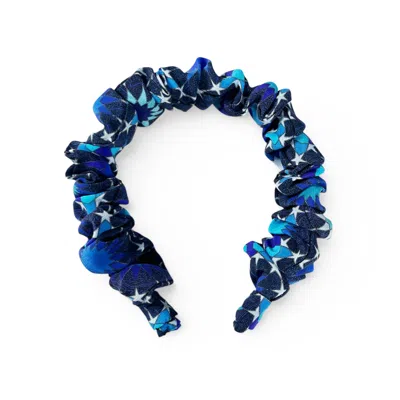Tramp In Disguise Women's Aziz Silk Scrunchie Headband In Blue.