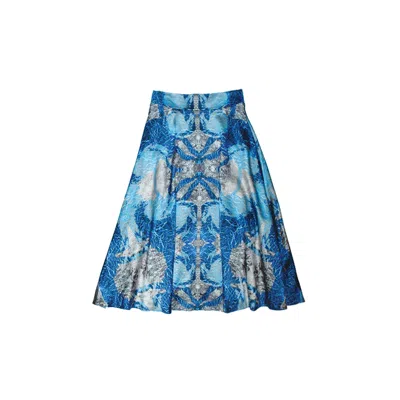 Tramp In Disguise Women's Blue Emily Silk Midi Skirt