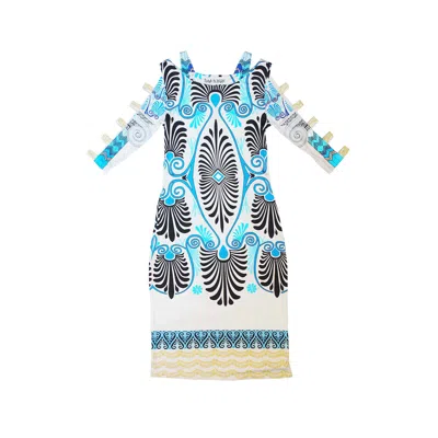 Tramp In Disguise Women's Grey / Silver Printed Arethusa Silk Jersey Dress In Blue