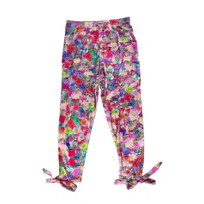 Tramp In Disguise Women's Pink Rose Silk Capri Leggins In Multi