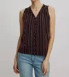 Tranquillo Linen-look Stitch Vest In Multicolored (black) In Multi