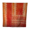 Transcend Orange / Green Saffron Meadow Vintage Kantha Throw In Orange