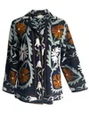 Transcend Women's Black / Yellow / Orange Malika Coat Short - Suzani Embroidery Black & Brown - Medium In Black/yellow/orange