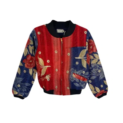 Transcend Women's Blue / Red Nadia Bomber Jacket In Blue/red