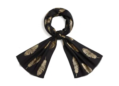 Transcend Women's Cashmere Scarf - Black Feather In Animal Print
