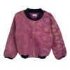 Transcend Women's Gold / Pink / Purple Nadia Bomber Jacket - Vintage Kantha - Plum & Gold - X Large