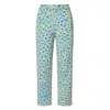Transcend Women's Green / Blue / White Amani Cotton Block Print Trousers