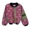Transcend Women's Green / Pink / Purple Nadia Bomber Jacket - Vintage Kantha - Plum & Fern - X Large