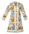 Transcend Women's Malika Coat - Suzani Embroidery White With Multi Color Emb - Medium In White