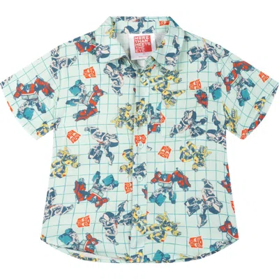 Transformers Kids'  Short Sleeve Button-down Shirt In Blue