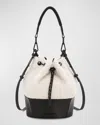 Transience Irl Drawstring Bucket Crossbody Bag In Coconut Boucle