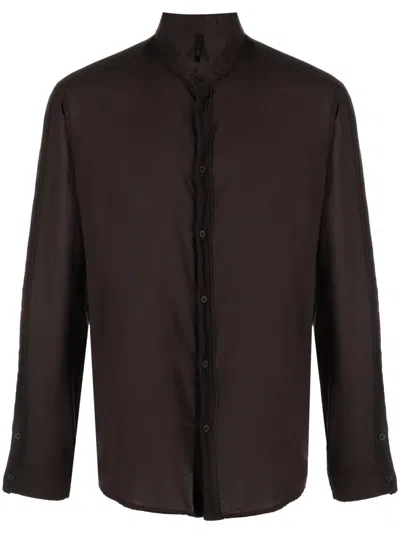 Transit Mandarin-collar Button-up Shirt In Green