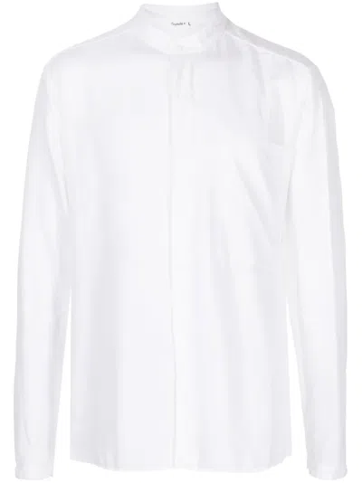 Transit Band-collar Panelled Shirt In White